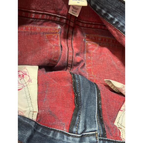 True Religion Mens Ricky Distressed Straight Flap Jeans Size 38 - Picture 11 of 12